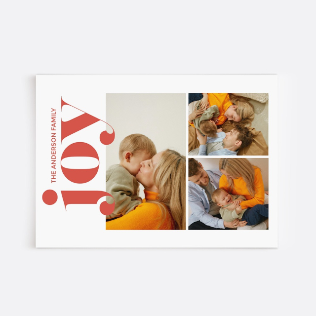 Joy landscape holiday photo card with 3 photos