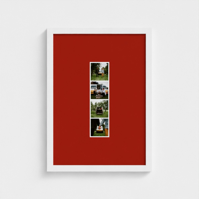 Framed Photo Strip Red Background