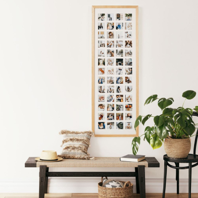 Natural wood multi 52 photo frame