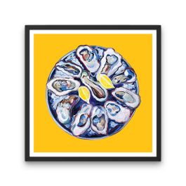 Oysters On A Plate Yellow Poster | Framed Or Unframed | Inkifi