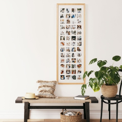 Natural wood multi 52 photo frame