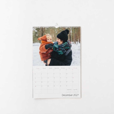 2027 personalised a3 photo calendar on the wall