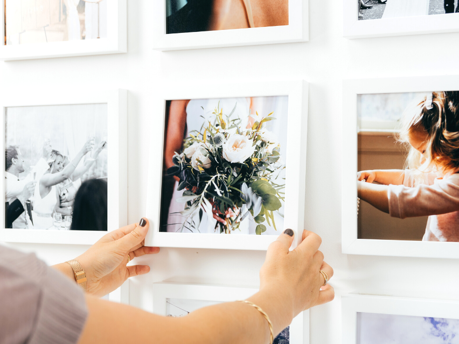 Hanging a wedding photo gallery wall