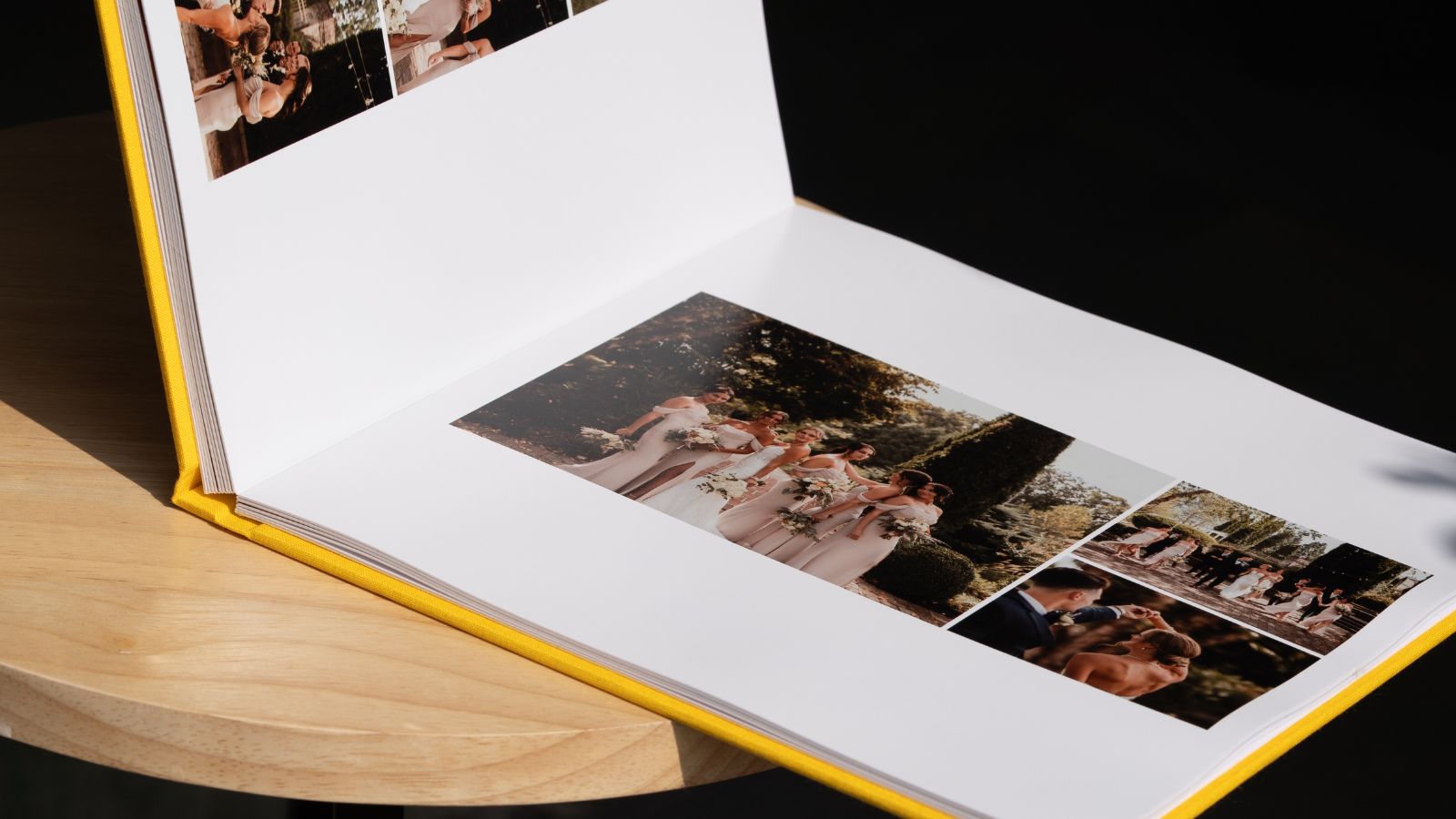 Luxury linen wedding album 26 × 26 cm with foil-stamped cover