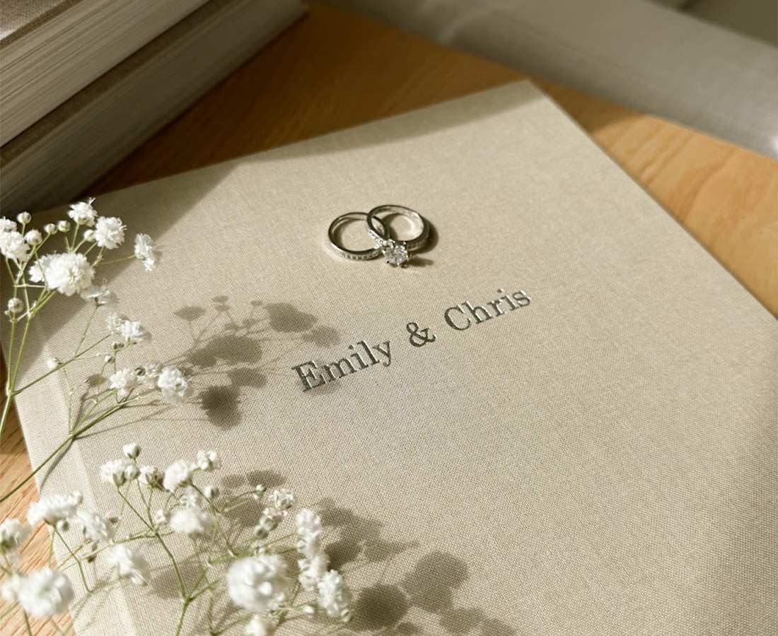 Close-up detail of Inkifi wedding album