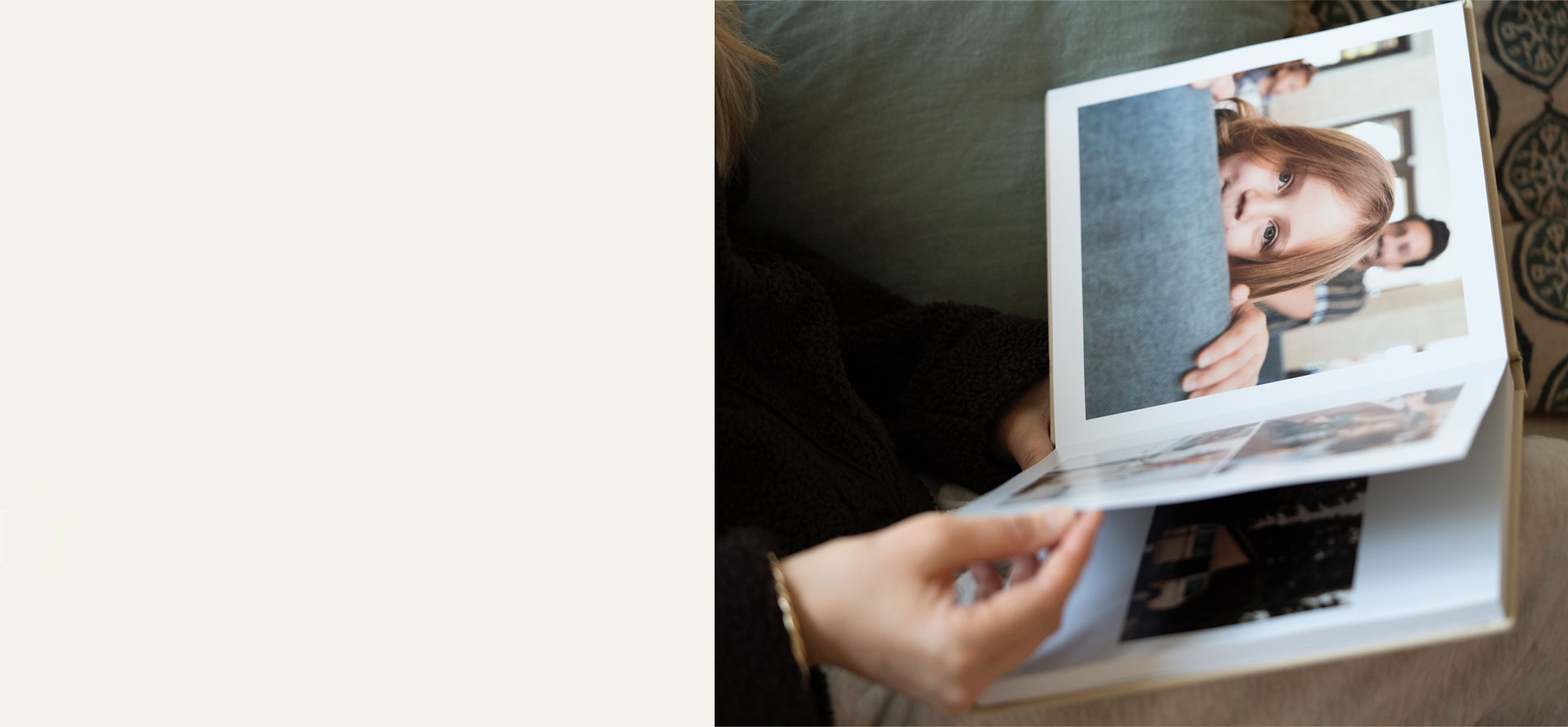 Mother reading a premium layflat photo book