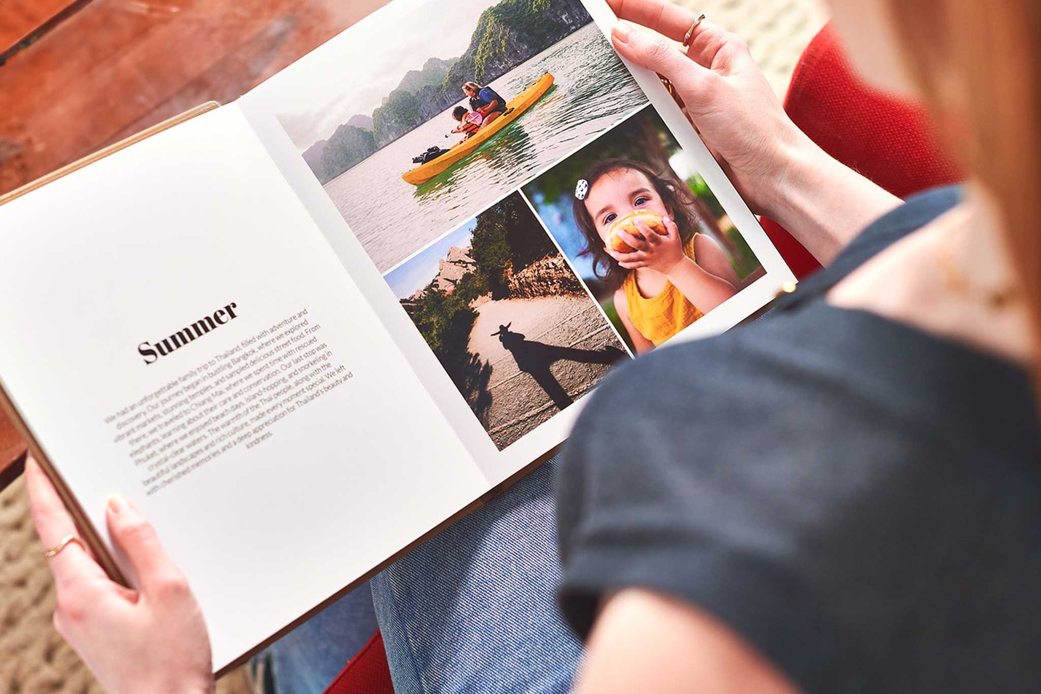 Linen Photo Album With Text In Hands