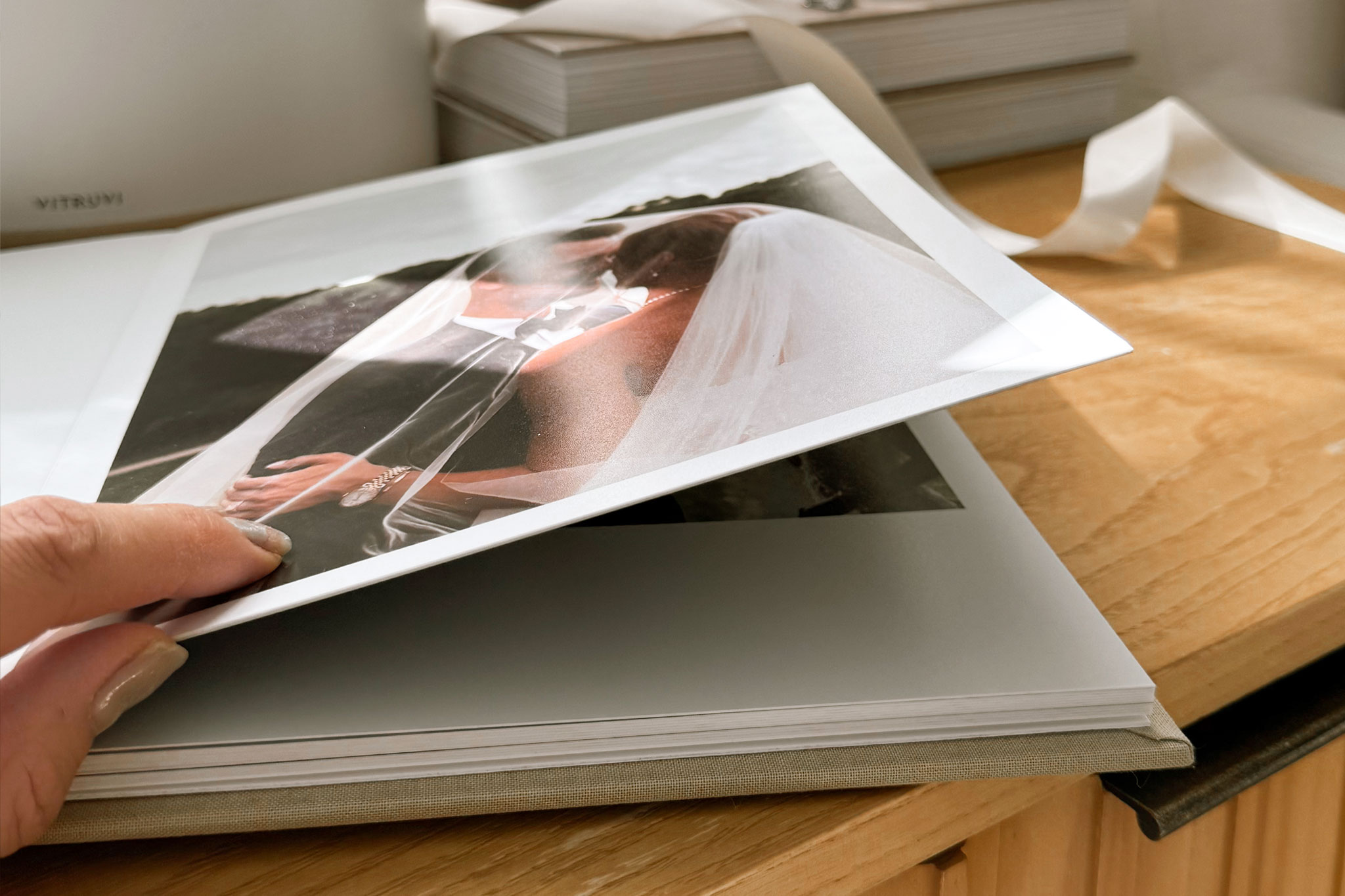 Linen Wedding Album Close Up