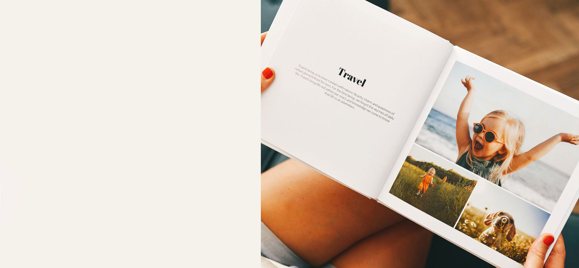 Image of the caption photo book with text, perfect for printing summer adventures
